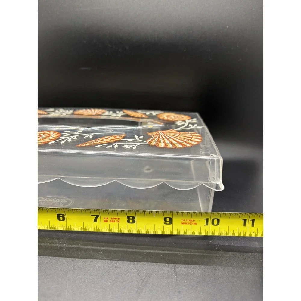 Wolff Tissue Box Holder Cover Clear‎ Lucite Acrylic Plastic Peach Seashells